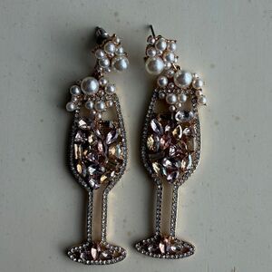 Christian Siriano jeweled champagne glass earrings